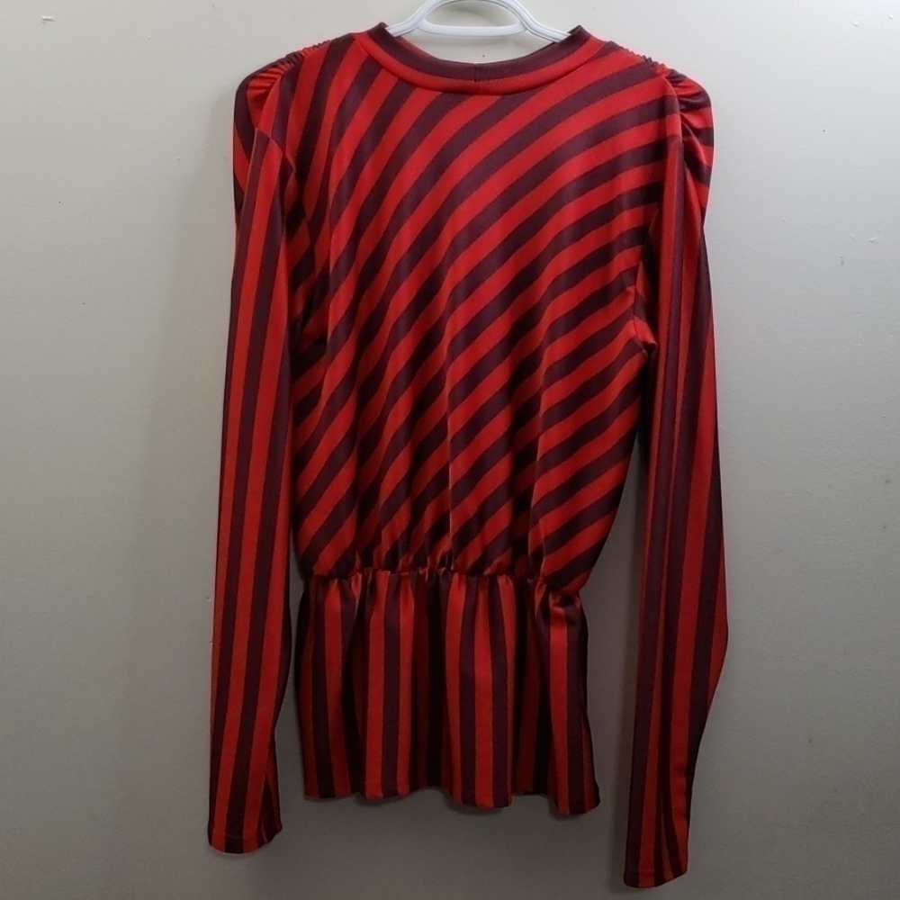 Zara Stripped with Ruffled Hem Blouse Size S - Picture 2 of 6